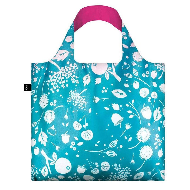 LOQI Seed Reusable Shopping Bags (Set of 3), Coral Bell, Cornflower, Teal - Image 4